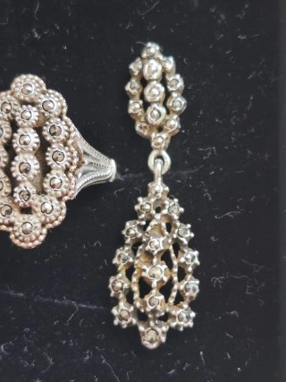 Conjunto Plata Portuguesa Anillo y Pendientes