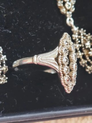 Conjunto Plata Portuguesa Anillo y Pendientes