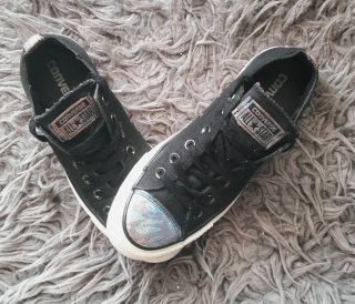Zapatillas Converse All Star Negras y Plateadas