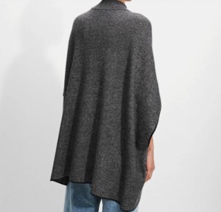 Poncho Parfois cuello alto punto gris