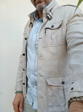Giacca uomo lino beige