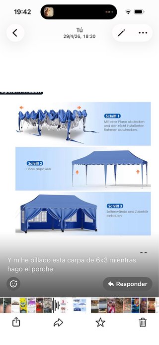 Lona de Carpa plegable azul 6x3m