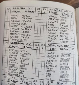 Calendario Fútbol Español 1997-1998