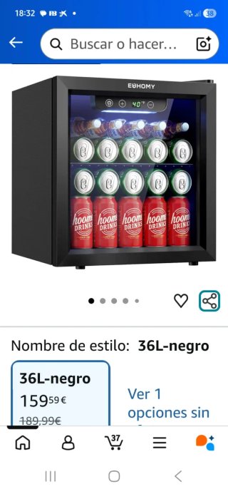 Nevera EUHOMY 36L Negra