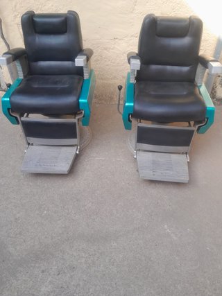 2 Sillones Peluquería Vintage Negro/Teal