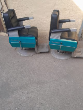 2 Sillones Peluquería Vintage Negro/Teal