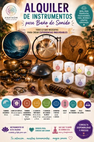 Alquiler instrumentos para baño de sonido