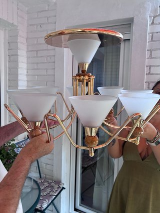 Lámpara de techo bronce y cristal