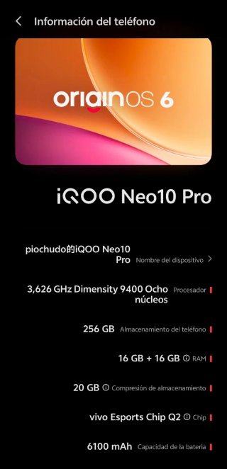 Vivo iQOO Neo 10 Pro Negro