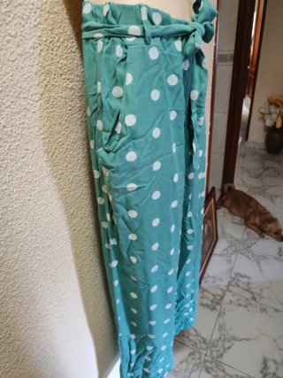 Pantalón verde verano lunares
