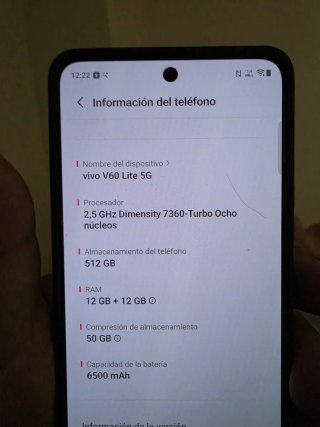 Teléfono Móvil Vivo v60 lite  Negro12+12 de ran 51