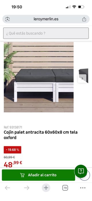 Cojín Palet Antracita 60x60x8 cm