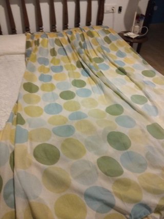 2 Cortinas Estampadas Verde y Amarillo