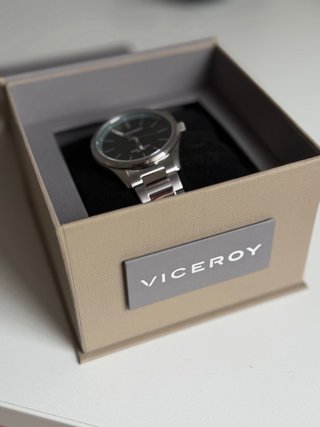 Reloj Viceroy Hombre Esfera Negra y Correa Platead