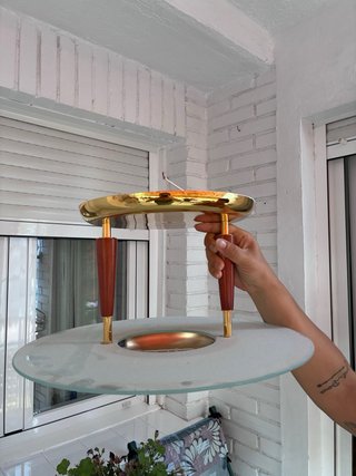 Lámpara de techo cristal y bronce