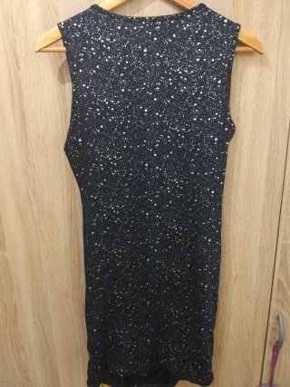Vestido fiesta Shein negro plateado M