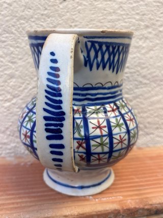 Jarra Manises Azul y Flores