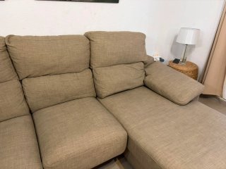 Sofá chaiselongue beige tela