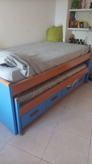 Letto a castello con cassetti e comodino 190x180