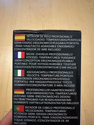 Secador de pelo EUROLUPS plegable negro