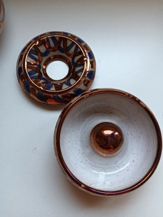 Cenicero Cerámica Nazarí Azul Cobalto y Cobre