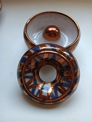Cenicero Cerámica Nazarí Azul Cobalto y Cobre