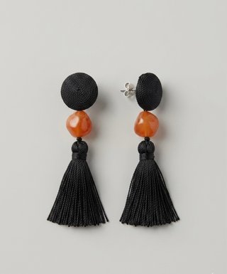 Pendientes Étnicos Colgantes Negros y Naranja