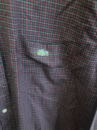Camisa Lacoste cuadros marrón y rojo