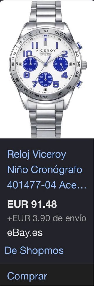 Reloj Viceroy Cronógrafo Plata y Blanco