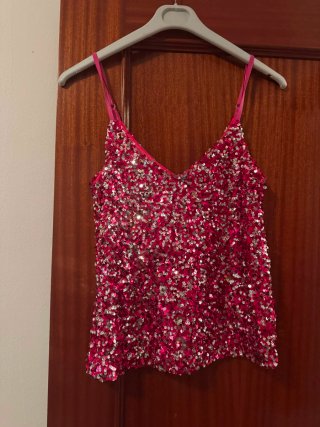 Top Lentejuelas Rosa y Plateado