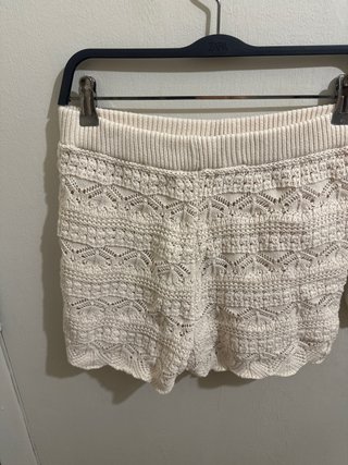 Zara Pantalón Corto Tricot Beige Talla Única