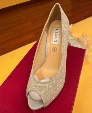 Zapatos Lexus Plata Fiesta Tacón Peep Toe