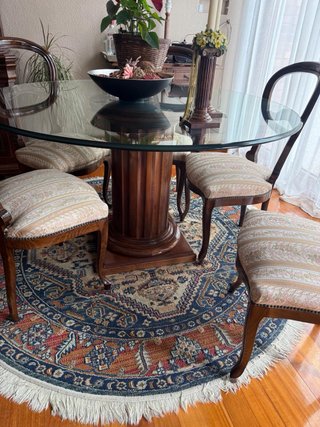 Mesa cristal y 6 sillas