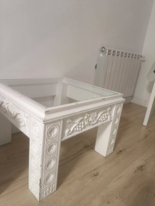 Mesa centro madera maciza con cristal