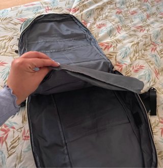 Mochila de cabina azul y marrón