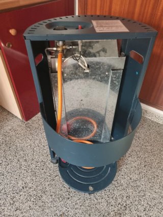 Estufa de gas llama azul
