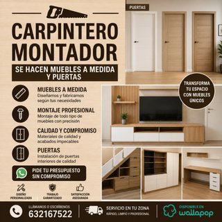 Carpintero montador: Muebles a medida y puertas