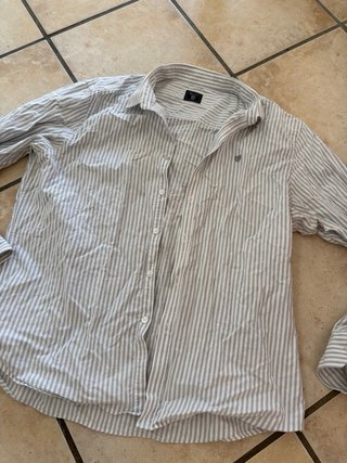 Camisa A la Vaquera Talla 3XL Rayas Gris y Blanco