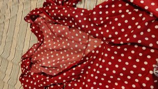 Vestido rojo media manga con lunares