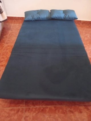 Sofá Cama Azul Terciopelo