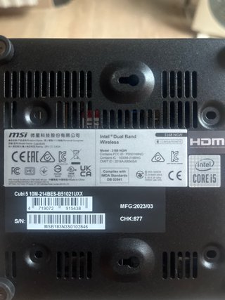 MSI Cube 5 - i5 - 32GB RAM Kingston sodimm