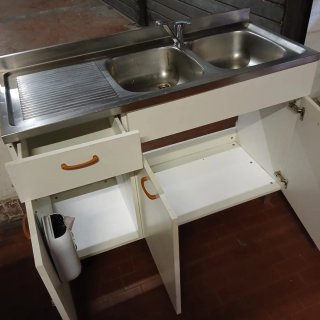 Mobile lavandino cucina legno e metallo + rubinett
