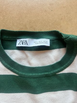 Jersey Zara Rayas Verde Talla S