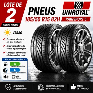 2 Pneus Uniroyal RainSport 185/55 R15 82H Novos