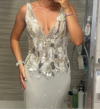 Vestido Zara Selection plateado y blanco