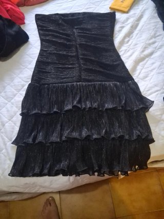 Vestido fiesta ALANIZ negro plateado T.M