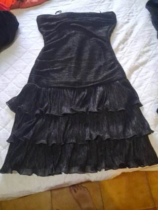 Vestido fiesta ALANIZ negro plateado T.M