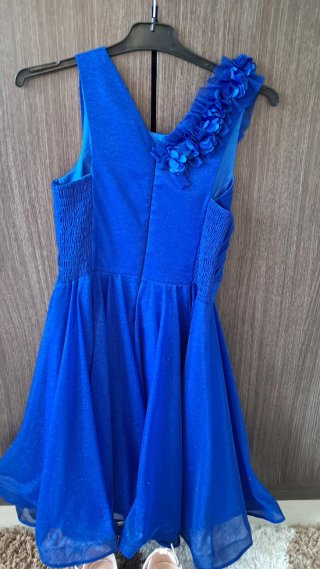 Vestido elegante azul niña y zapatos