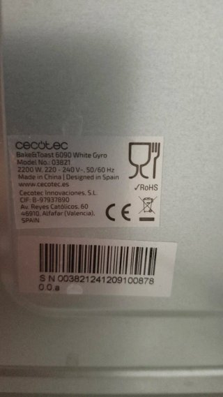 Horno Eléctrico Cecotec Bake&Toast 6090