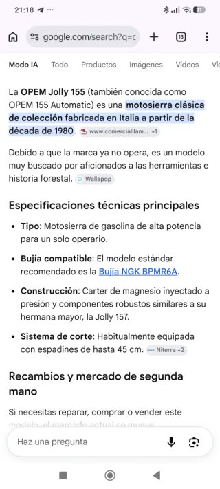Motosierra OPEM 155 Colección